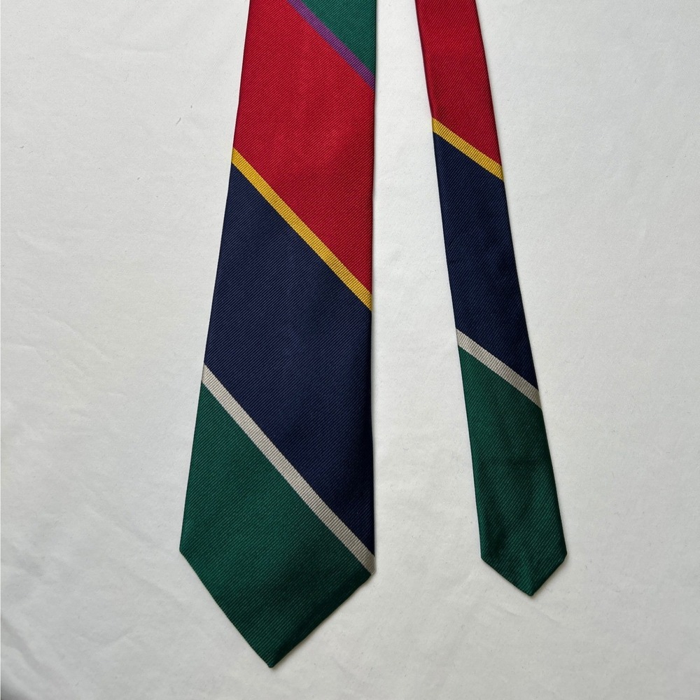 Jos A Bank Vintage Men Striped Executive Collection Silk Necktie Red Navy Green